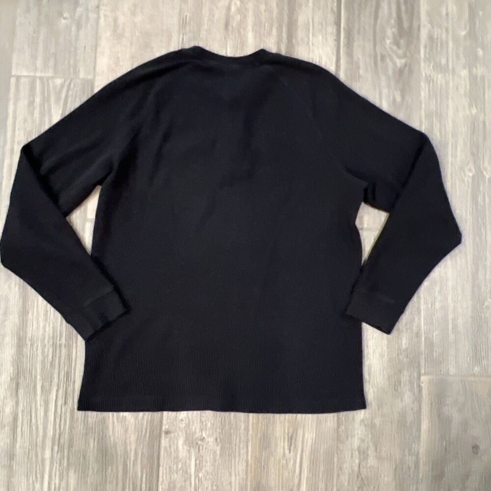 L.L. Bean Shirt Mens LG-Tall Black Waffle Thermal Henley Long Sleeve Pocket Knit - Picture 6 of 14